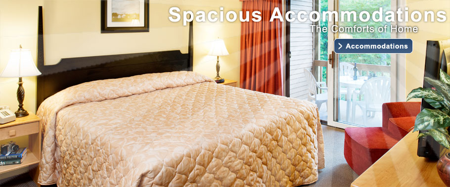 A master bedroom at The Summit Resort near Lake Winnipesaukee